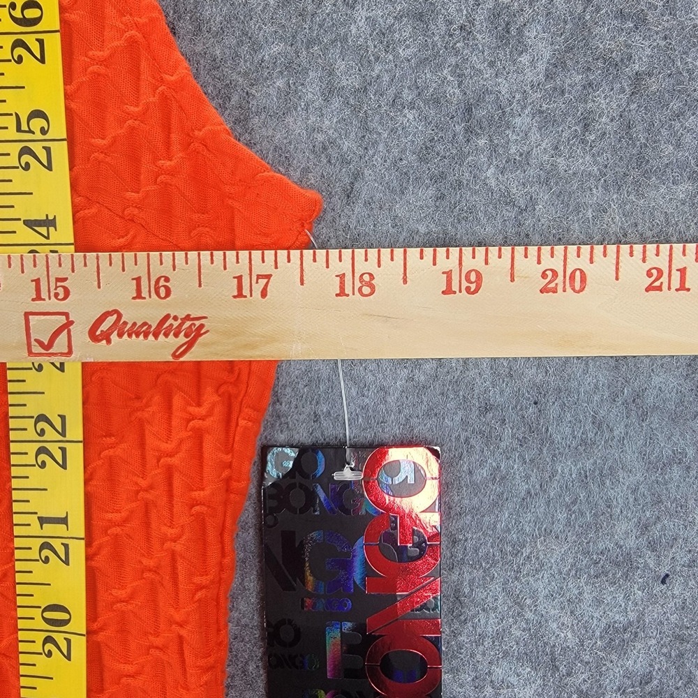 Bongo Dress  Juniors XL Orange Skater Fit Flare Textured Mesh‎ Back Zip NWT 80's - Picture 10 of 12